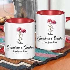 Grandma's Garden Birth Flowers - Personalized Accent Mug Gift For Grandma, Mommy - OLESA