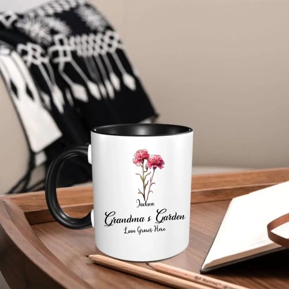 Grandma's Garden Birth Flowers - Personalized Accent Mug Gift For Grandma, Mommy - OLESA