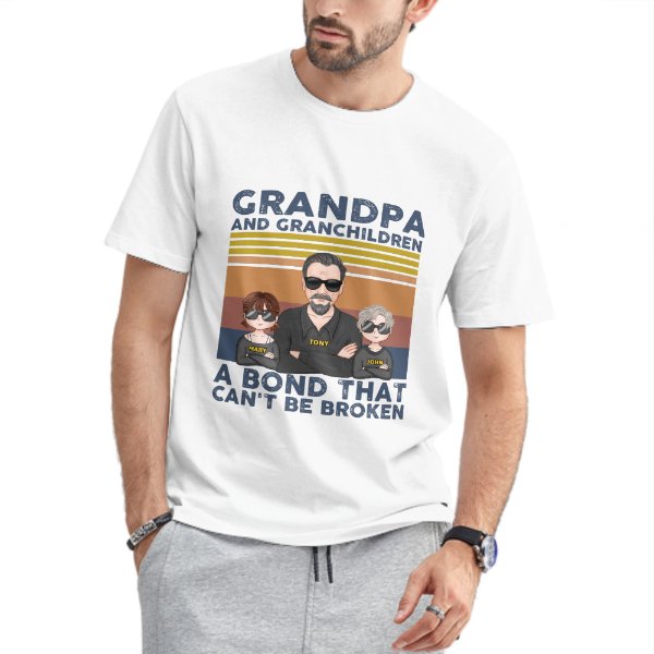 Grandpa, Grandma And Grandson, Granddaughter Bond - Personalized Shirt - Gifts For Grandpa, Grandparents - OLESA