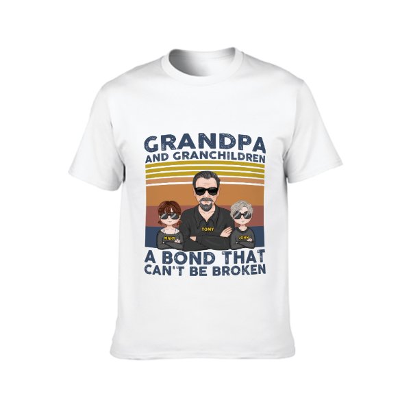 Grandpa, Grandma And Grandson, Granddaughter Bond - Personalized Shirt - Gifts For Grandpa, Grandparents - OLESA