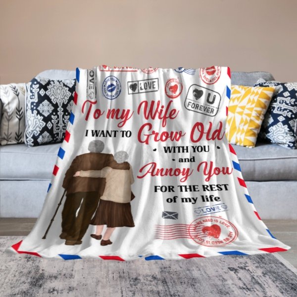 Grow Old With You And Annoy You - Personalized Blanket - Anniversary Valentine's Day Gift For Husband, Wife - OLESA