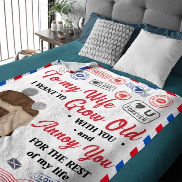 Grow Old With You And Annoy You - Personalized Blanket - Anniversary Valentine's Day Gift For Husband, Wife - OLESA