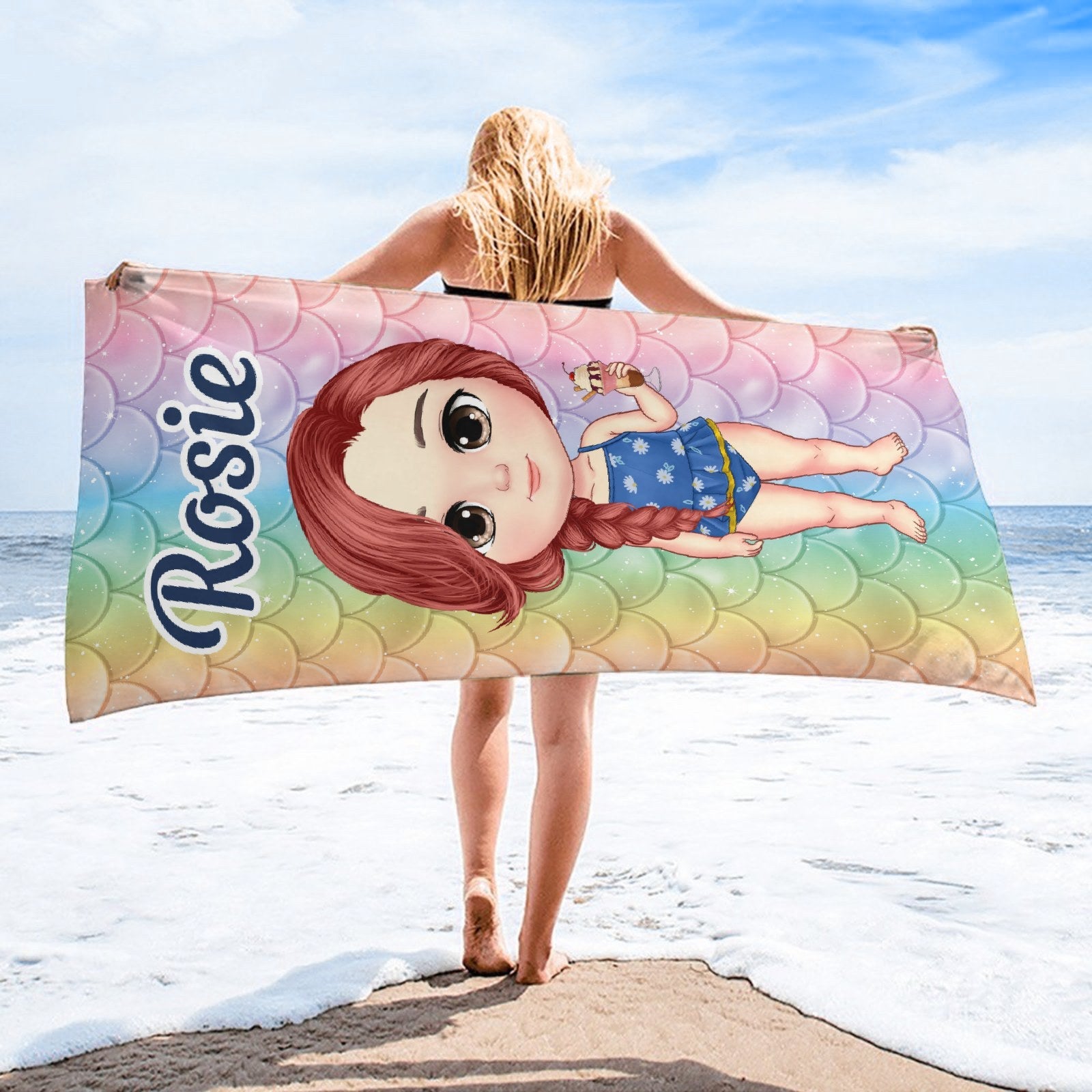 Happiness Comes In Waves - Personalized Custom Beach Towel - Gift For Family, Gift For Kids - OLESA