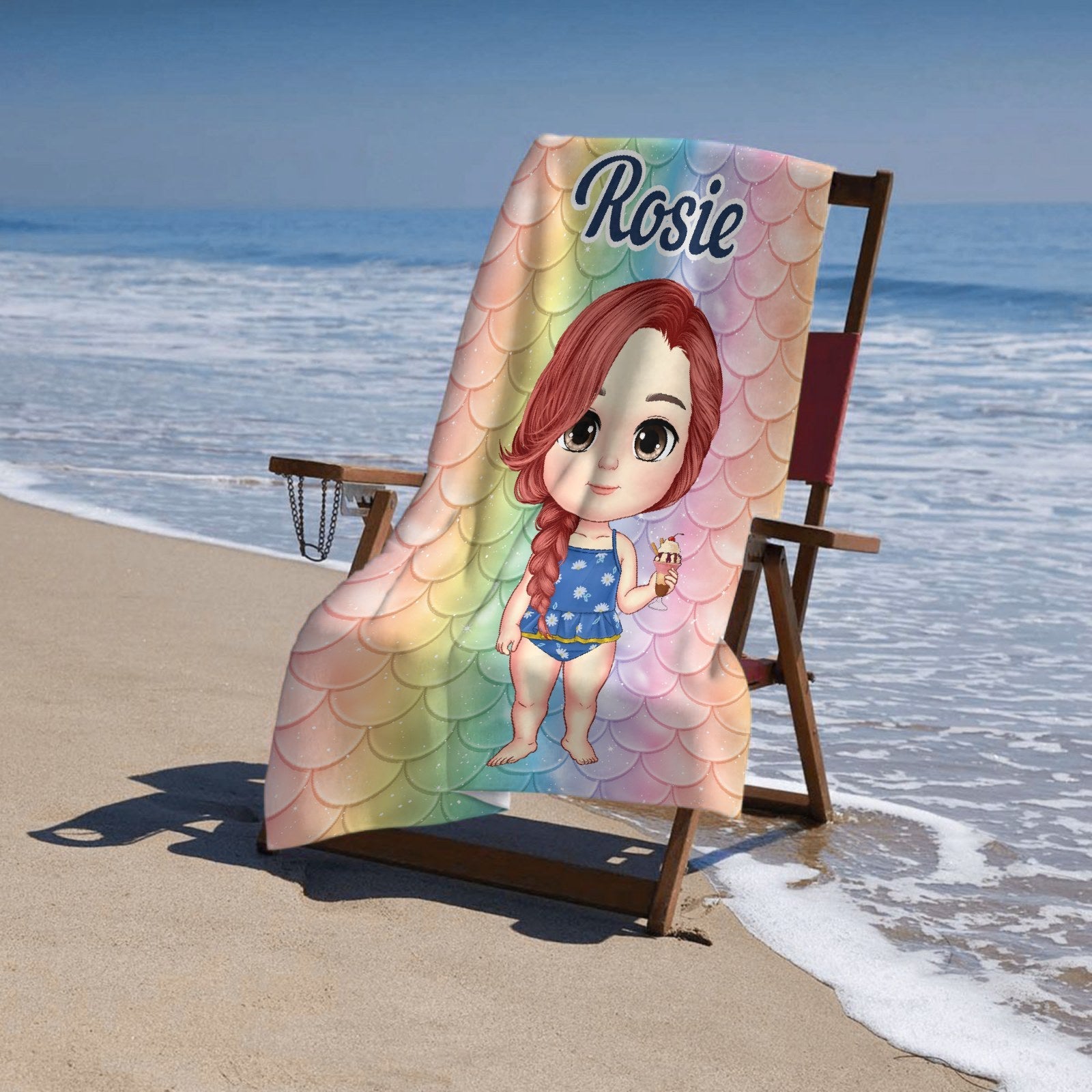 Happiness Comes In Waves - Personalized Custom Beach Towel - Gift For Family, Gift For Kids - OLESA