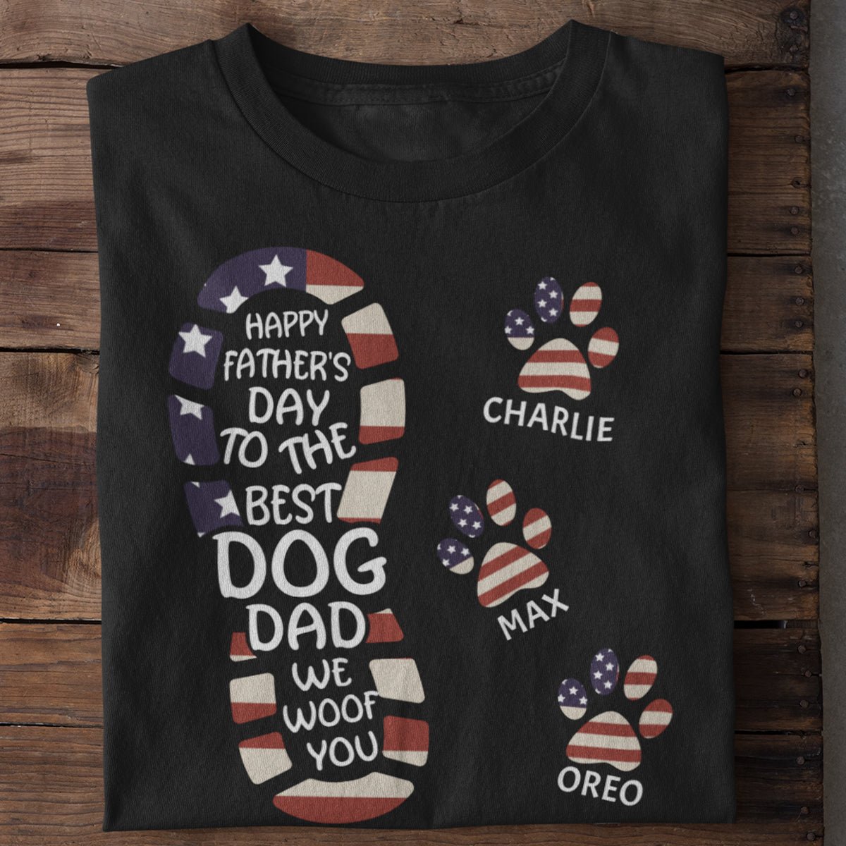 Happy Father's Day To The Best Dog Dad Paw Print - Gift for Dad, Personalized Unisex T-Shirt - OLESA