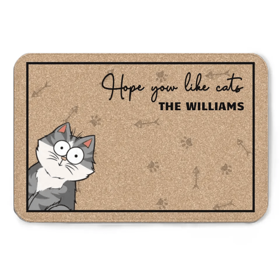 Hope You Like Cats - Personalized Doormat - OLESA