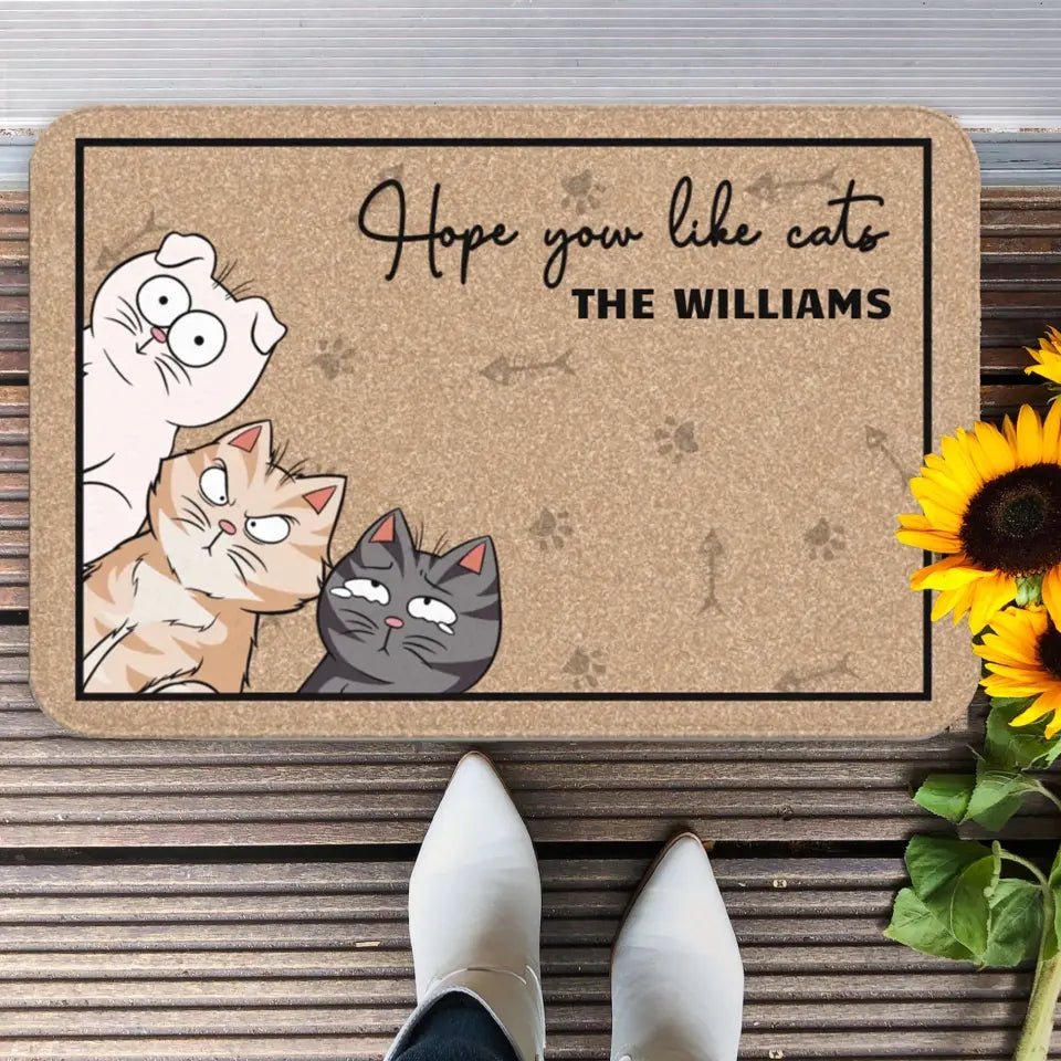 Hope You Like Cats - Personalized Doormat - OLESA