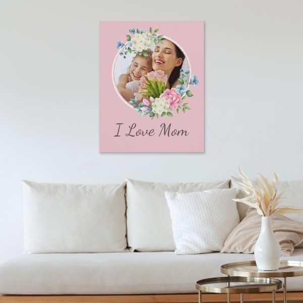 I Love Mom Floral Photo Custom Canva - OLESA