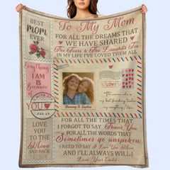 I Love You Mom - Personalized Photo Printed blanket - OLESA