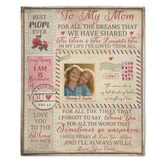 I Love You Mom - Personalized Photo Printed blanket - OLESA