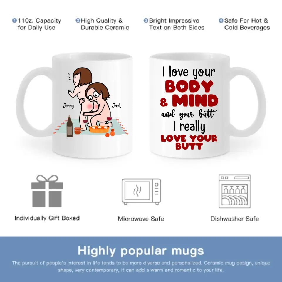 I Really Love Your Butt Personalized Mug, Funny Gift For Couple - OLESA