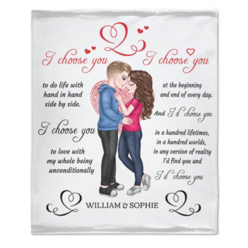 I’d Choose You In A Hundred Lifetimes - Couple Personalized Custom Blanket - Gift For Husband Wife, Anniversary - ARNOVIC