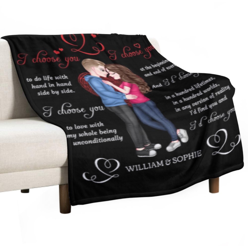 I’d Choose You In A Hundred Lifetimes - Couple Personalized Custom Blanket - Gift For Husband Wife, Anniversary - ARNOVIC