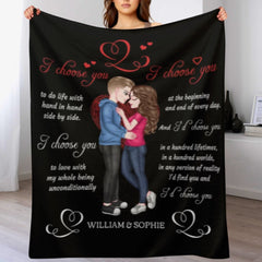 I’d Choose You In A Hundred Lifetimes - Couple Personalized Custom Blanket - Gift For Husband Wife, Anniversary - ARNOVIC