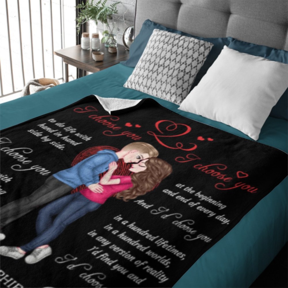 I’d Choose You In A Hundred Lifetimes - Couple Personalized Custom Blanket - Gift For Husband Wife, Anniversary - ARNOVIC