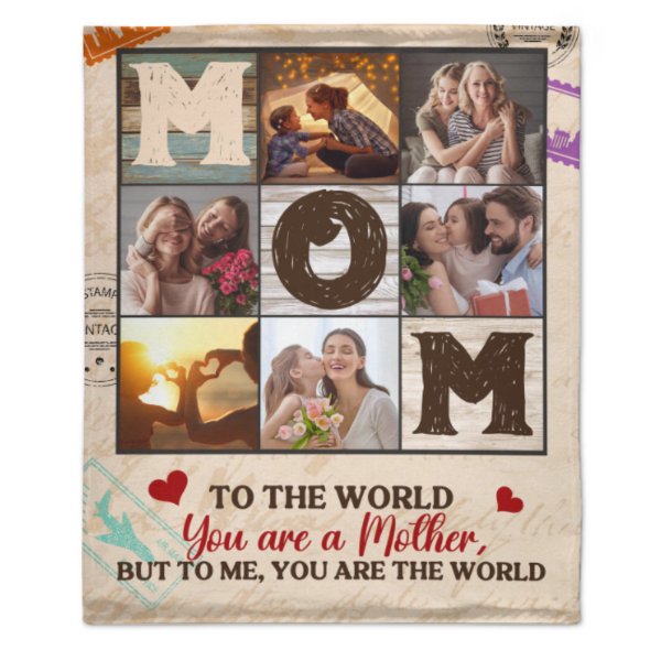 Mom Is The World - Personalized Blanket - Gift For Mom - From Son, Daughter, Husband - OLESA