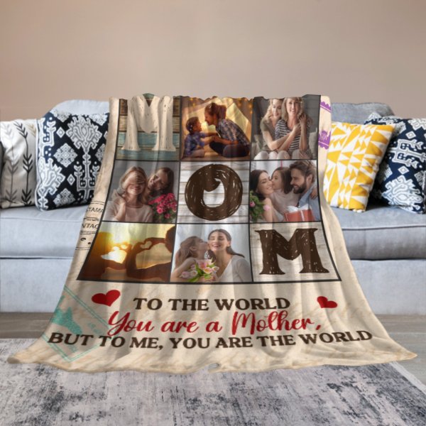 Mom Is The World - Personalized Blanket - Gift For Mom - From Son, Daughter, Husband - OLESA