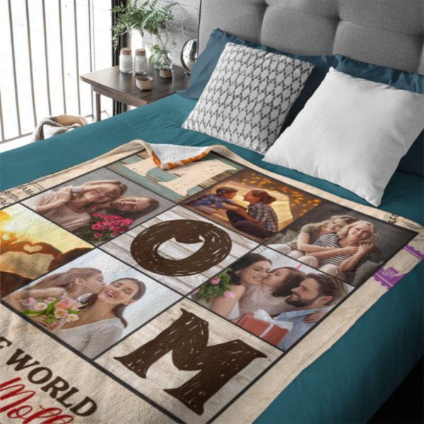 Mom Is The World - Personalized Blanket - Gift For Mom - From Son, Daughter, Husband - OLESA