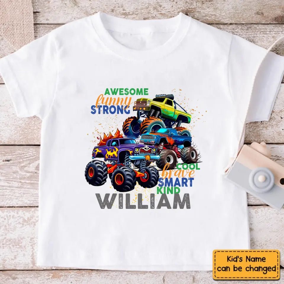 Monster Truck Custom T-shirt Gift for Kids, Personalized Gift for Toddler Boy - OLESA