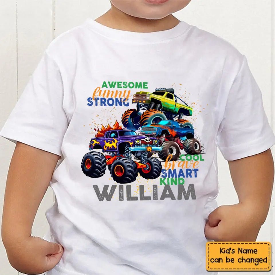 Monster Truck Custom T-shirt Gift for Kids, Personalized Gift for Toddler Boy - OLESA