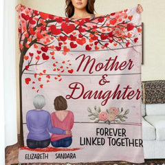 Mother And Daughter Forever Linked Together - Personalized Blanket - ARNOVIC