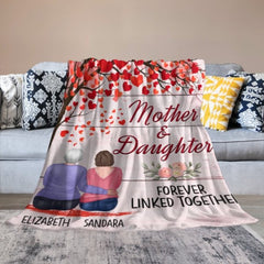 Mother And Daughter Forever Linked Together - Personalized Blanket - ARNOVIC