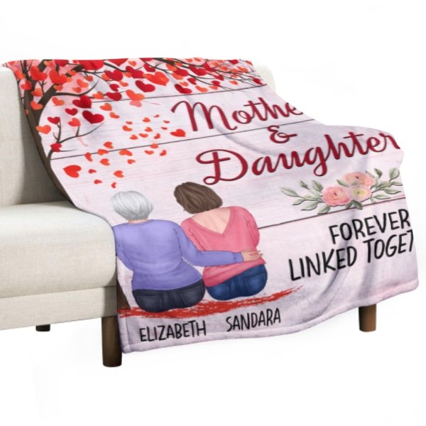 Mother And Daughter Forever Linked Together - Personalized Blanket - ARNOVIC