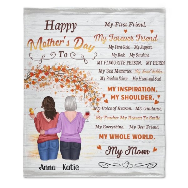 My Everything My Best Friend My Whole World My Mom - Gift For Mother's Day, Personalized Blanket - ARNOVIC