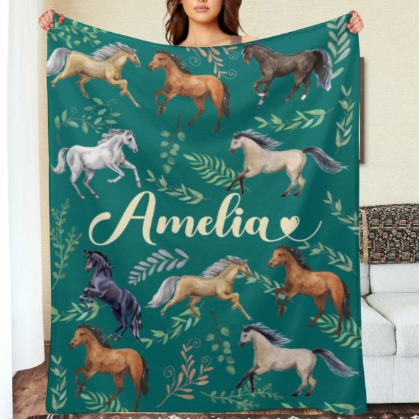 Name Custom Horse Blanket - Gifts for Girls - ARNOVIC