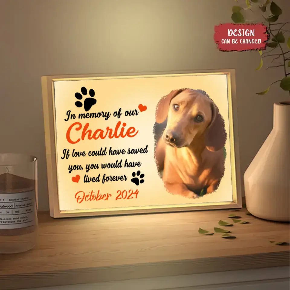 Personaliced Custom Photo Frame Light Box - In Memory of Our Dog Picture - OLESA