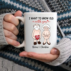 Personalized Accent Mug - I Want To Grow Old With You, Anniversary Gift For Couple - OLESA