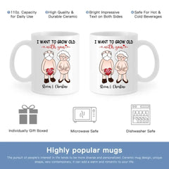 Personalized Accent Mug - I Want To Grow Old With You, Anniversary Gift For Couple - OLESA