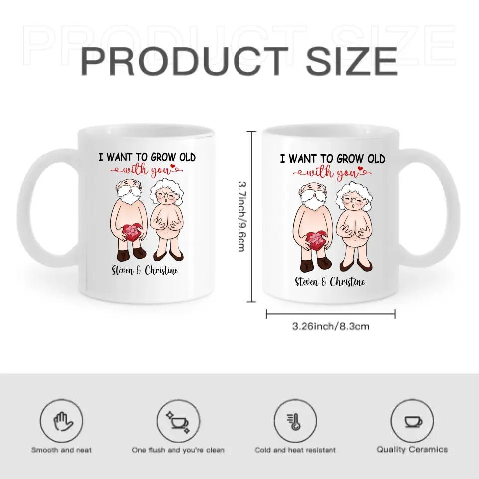 Personalized Accent Mug - I Want To Grow Old With You, Anniversary Gift For Couple - OLESA