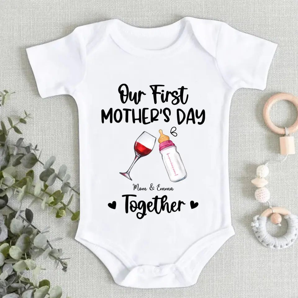 Personalized Baby Onesie/ T-shirt - Mother's Day Gift Idea For Baby/Mom - Our First Mother's Day Together - OLESA