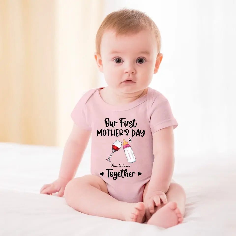 Personalized Baby Onesie/ T-shirt - Mother's Day Gift Idea For Baby/Mom - Our First Mother's Day Together - OLESA