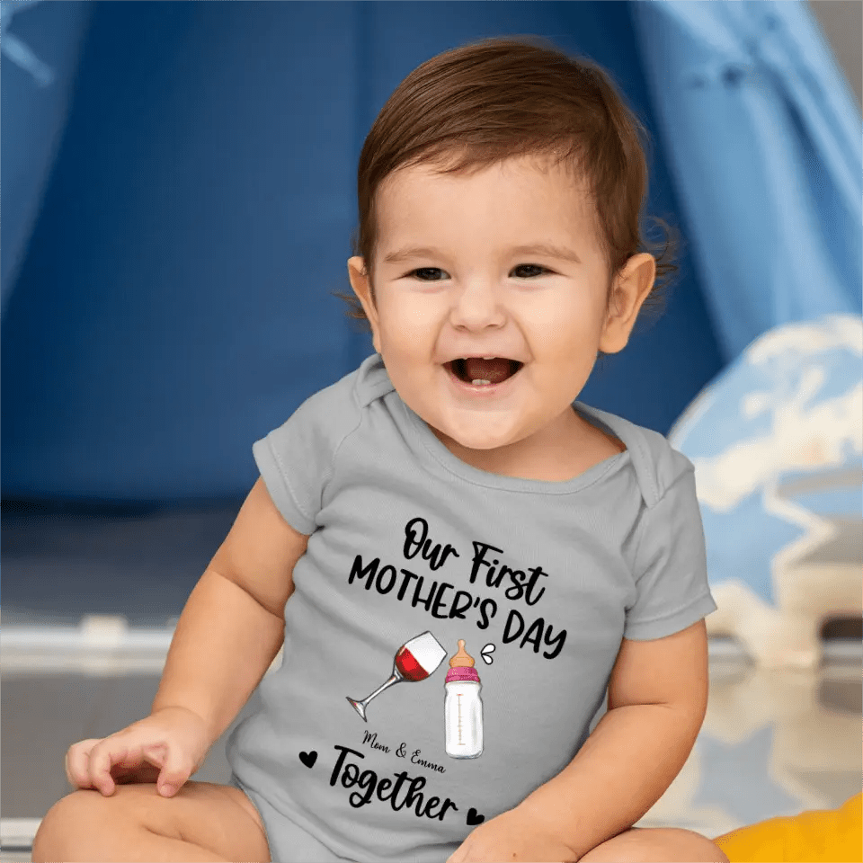 Personalized Baby Onesie/ T-shirt - Mother's Day Gift Idea For Baby/Mom - Our First Mother's Day Together - OLESA