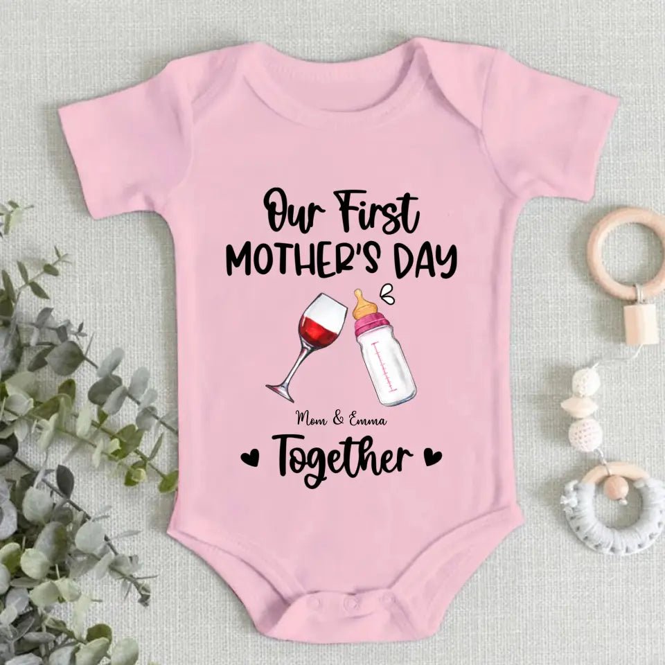 Personalized Baby Onesie/ T-shirt - Mother's Day Gift Idea For Baby/Mom - Our First Mother's Day Together - OLESA