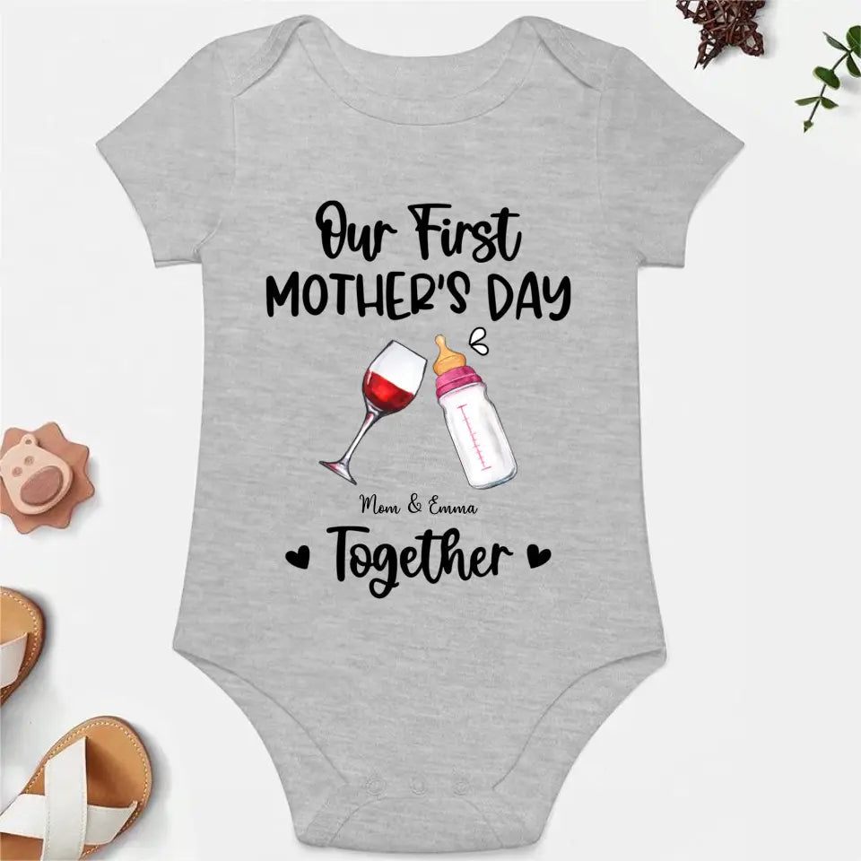 Personalized Baby Onesie/ T-shirt - Mother's Day Gift Idea For Baby/Mom - Our First Mother's Day Together - OLESA