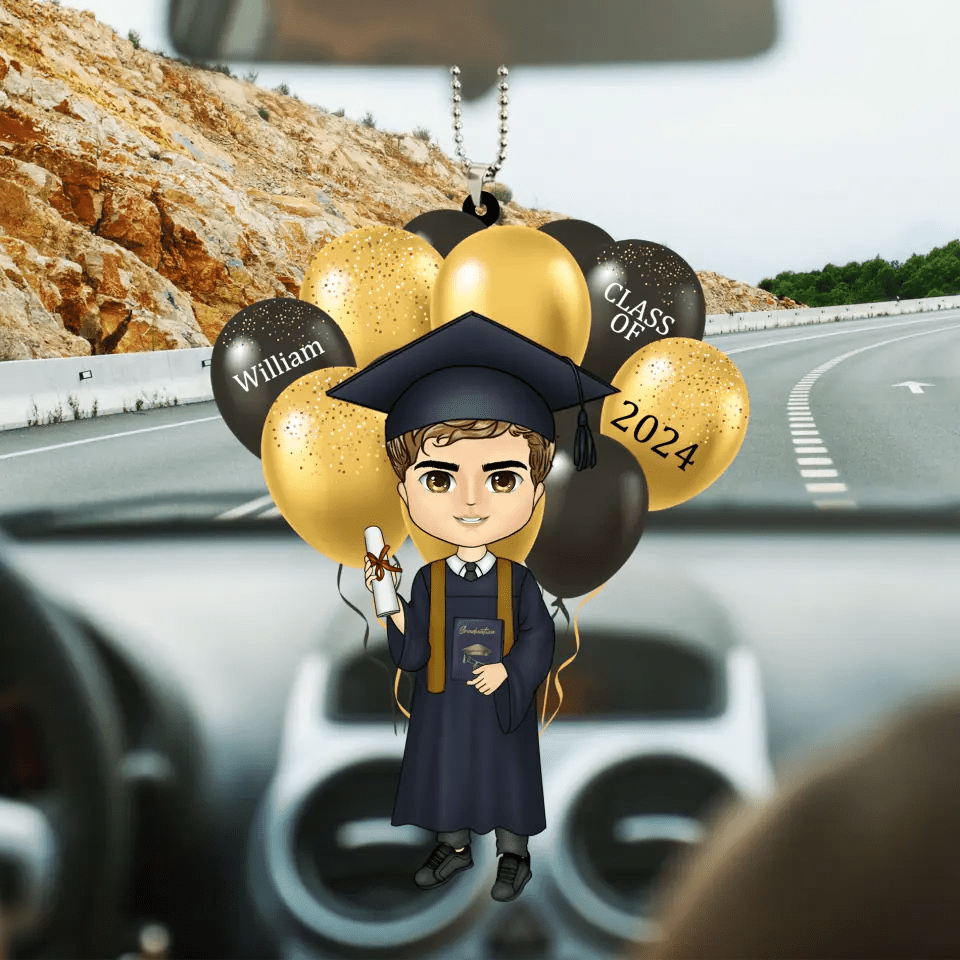 Personalized Balloons Graduation Boy Happily Ornament - Ability to Customize Photos - OLESA