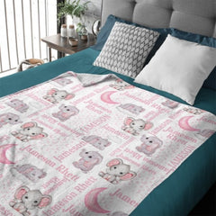 Personalized Custom Elephant Stars Baby Blanket - OLESA