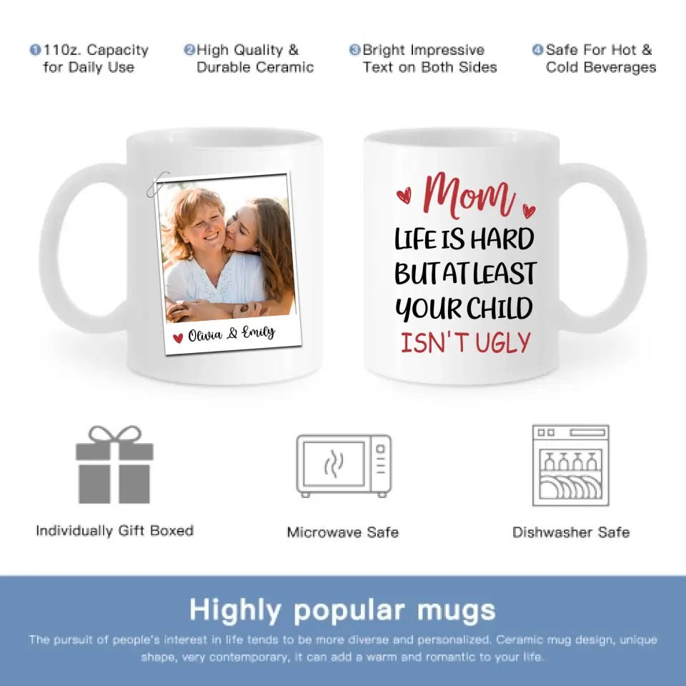 Personalized Custom Photo Mug, Treasured Moments Forever Linked, Gift For Mother - OLESA