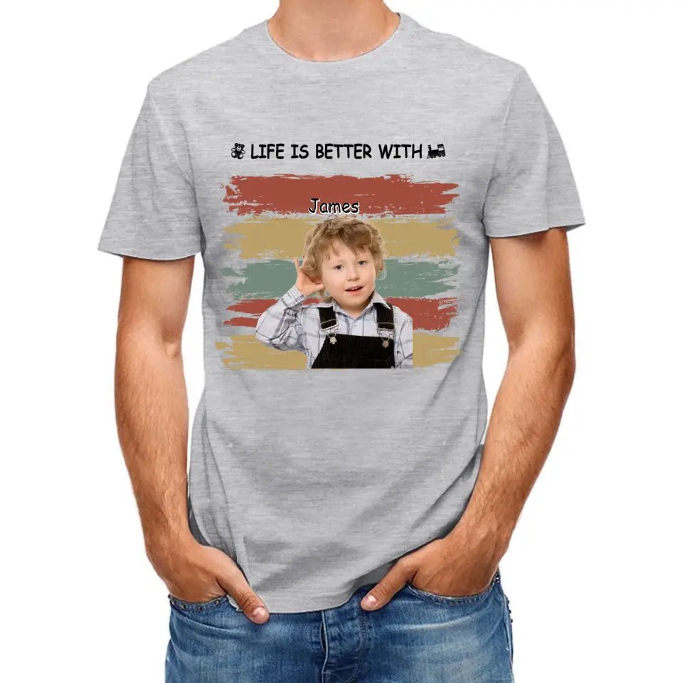 Personalized Custom Photo Unisex T-shirt - Life Is Better With Grandkids Pet - OLESA