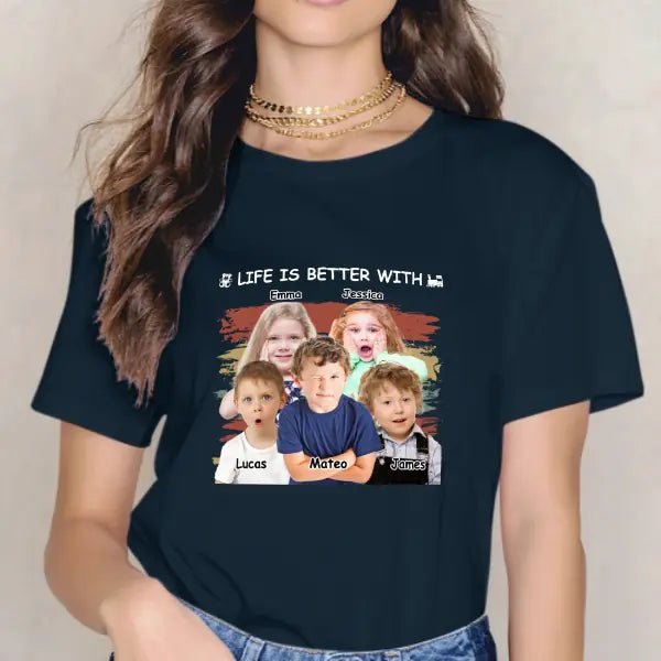 Personalized Custom Photo Unisex T-shirt - Life Is Better With Grandkids Pet - OLESA