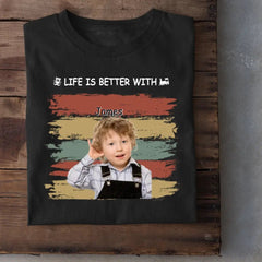 Personalized Custom Photo Unisex T-shirt - Life Is Better With Grandkids Pet - OLESA