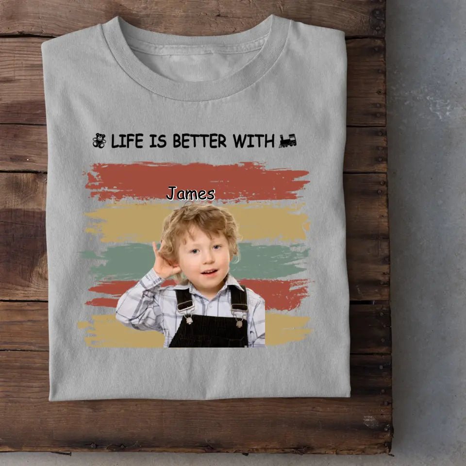 Personalized Custom Photo Unisex T-shirt - Life Is Better With Grandkids Pet - OLESA