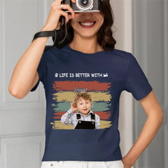 Personalized Custom Photo Unisex T-shirt - Life Is Better With Grandkids Pet - OLESA