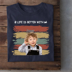 Personalized Custom Photo Unisex T-shirt - Life Is Better With Grandkids Pet - OLESA