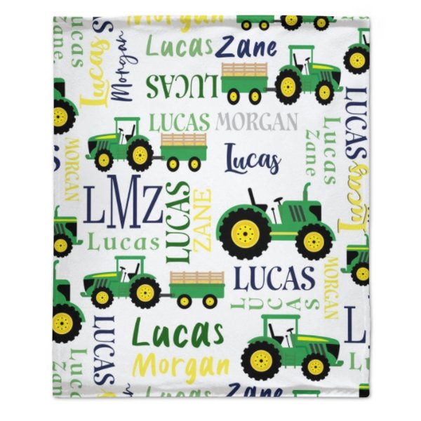 Personalized Farm Tractor Blanket - Gift for Baby - ARNOVIC