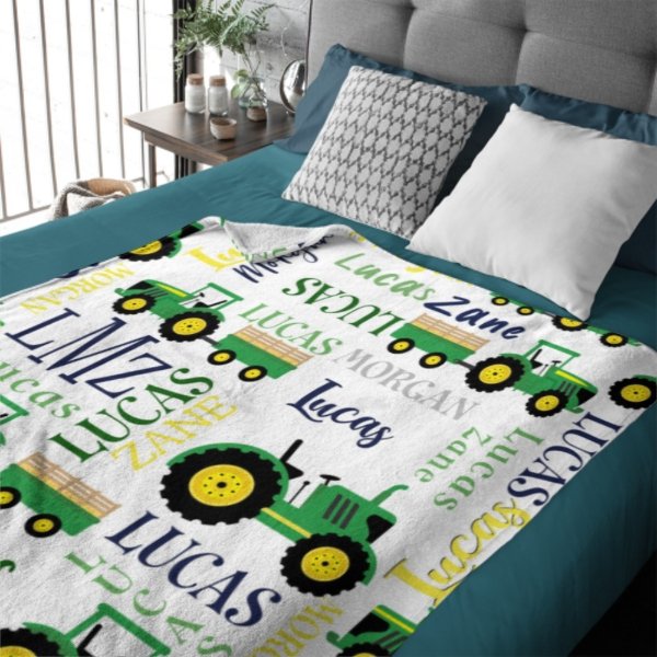 Personalized Farm Tractor Blanket - Gift for Baby - ARNOVIC