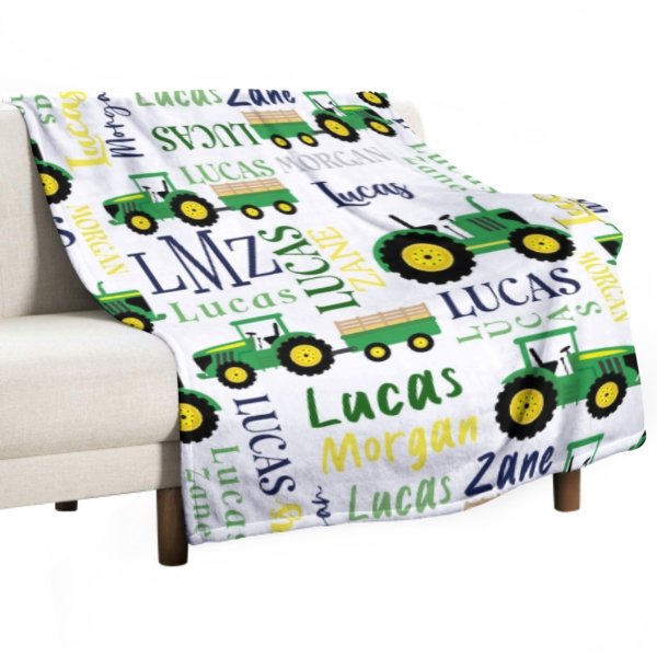 Personalized Farm Tractor Blanket - Gift for Baby - ARNOVIC